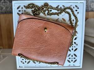 Madewell Brown Leather Chain Crossbody Bag
